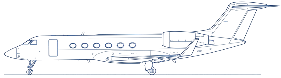 Gulfstream GIV-SP side-profile technical line drawing