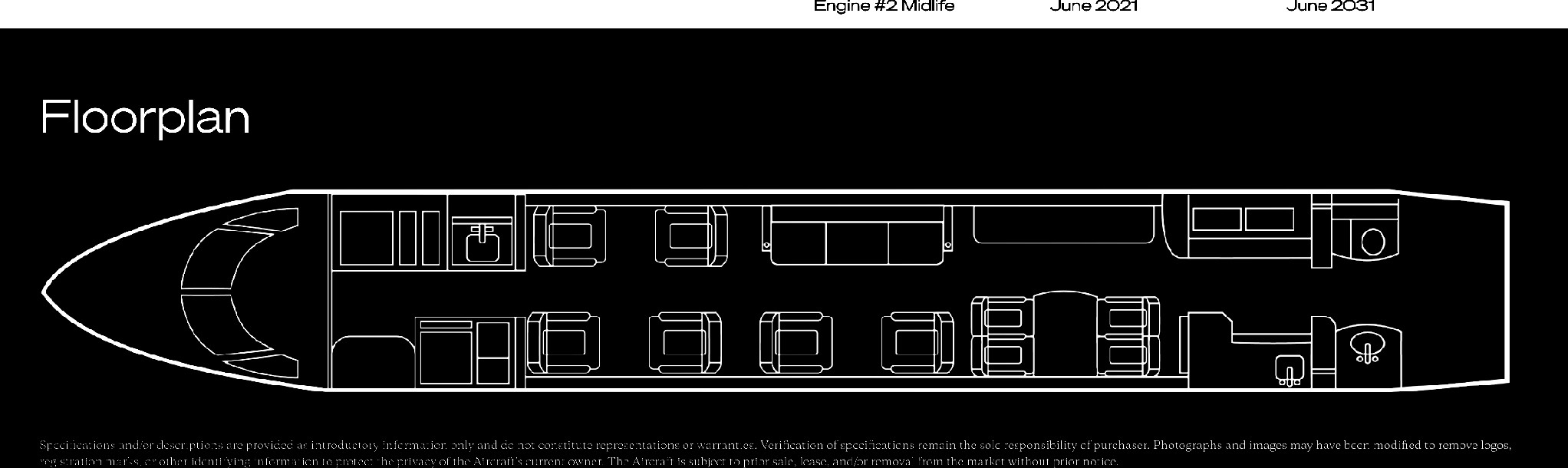 Gulfstream GIV-SP S/N 1398 cabin floorplan diagram