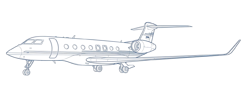 Gulfstream G650 side-profile technical line drawing
