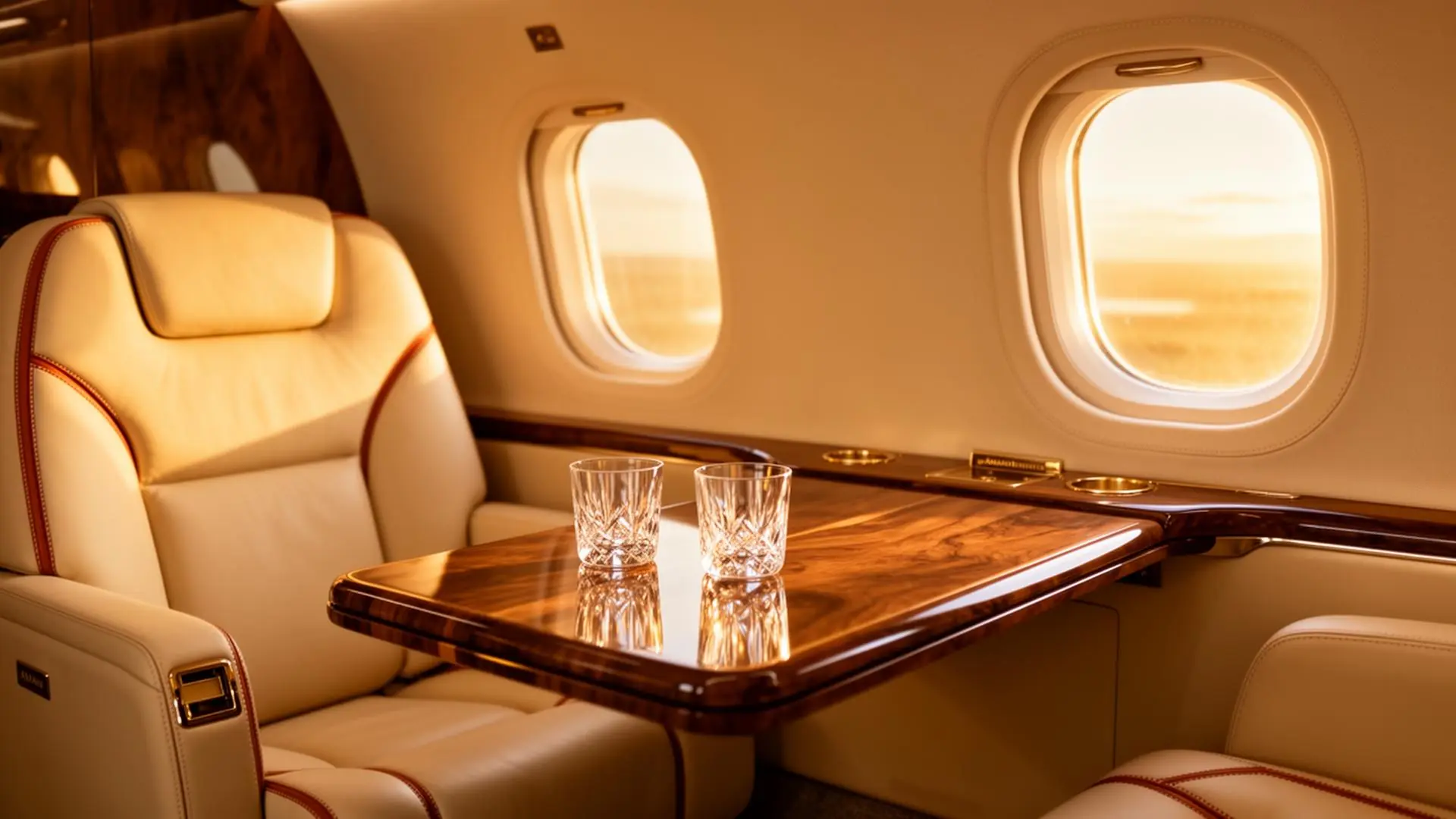 Large-cabin private jet interior reviewed during mandate definition